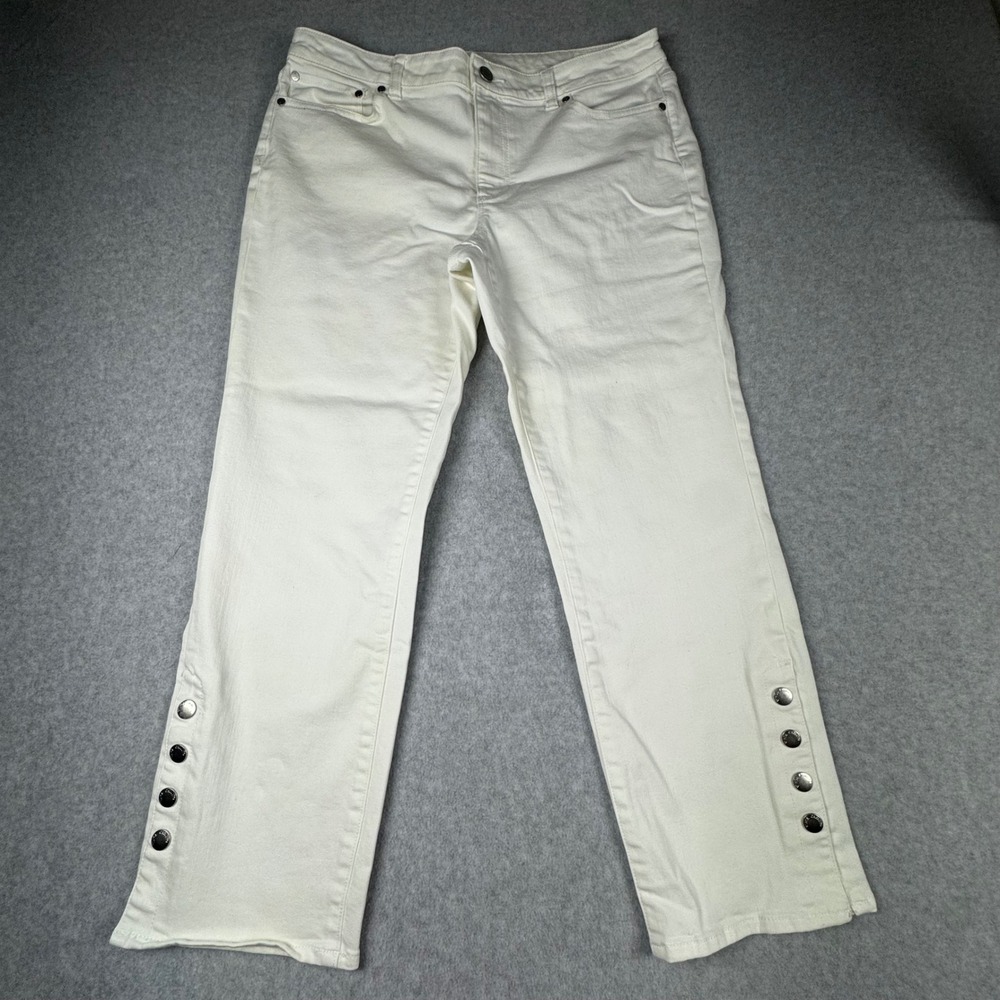 Vince Camuto Women White Snap Ankle Straight Leg Jeans Size 31/12
